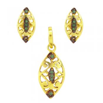 Elegant Sterling Silver Gold Plated Pendant Set with Ruby seated  pendent for Women & Girls - Timele